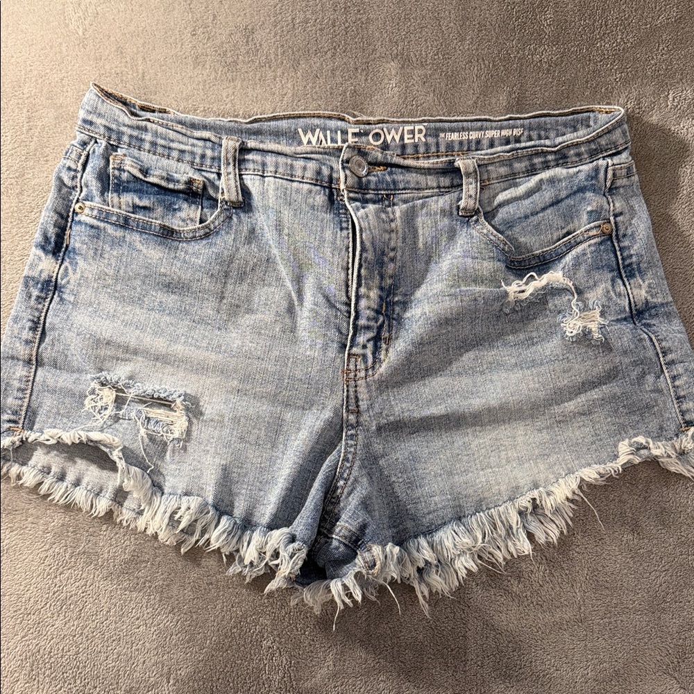 Wallflower Light Blue Distressed Frayed Denim Shorts